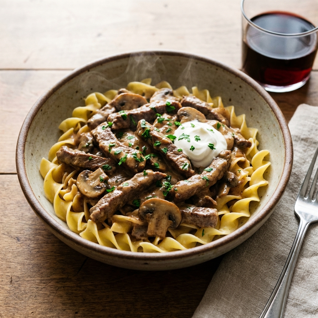 Beef Heart Stroganoff